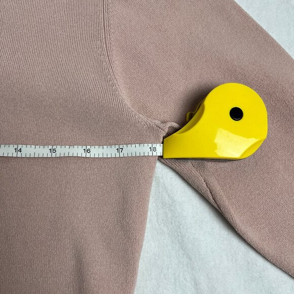 Ann Taylor Y2K Bombshell Sweater size Large Dusty Rose 3/4 sleeve cowl collar - Picture 11 of 14